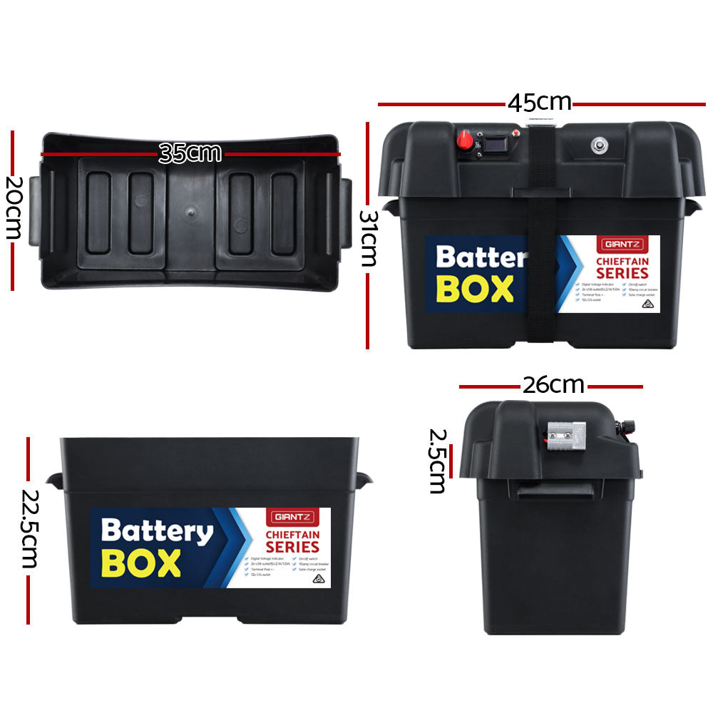 Products GIANTZ Portable Battery Box dimensions shown