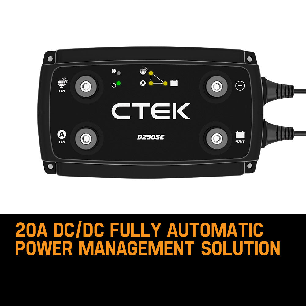 CTEK D250SE Dual Input DC-DC 20A Smart Battery Charger close up